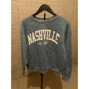 Nashville EST 1779‎ Graphic Sweatshirt Crewneck Pullover Blue